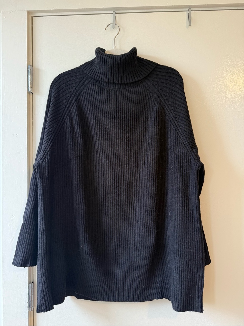 Oversized Black Turtleneck Ribbed Sweater